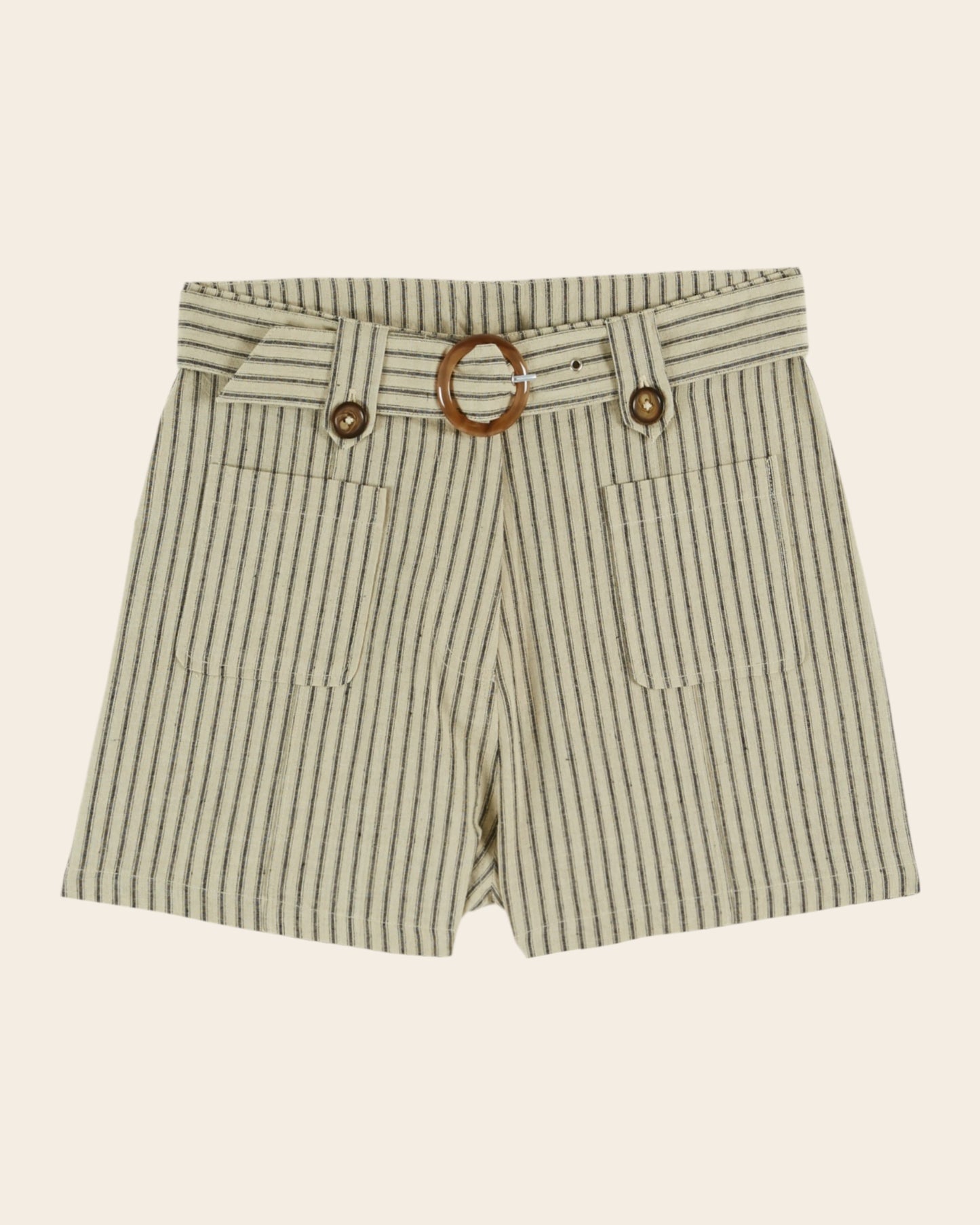 Short - Boucle rayé écru et noir