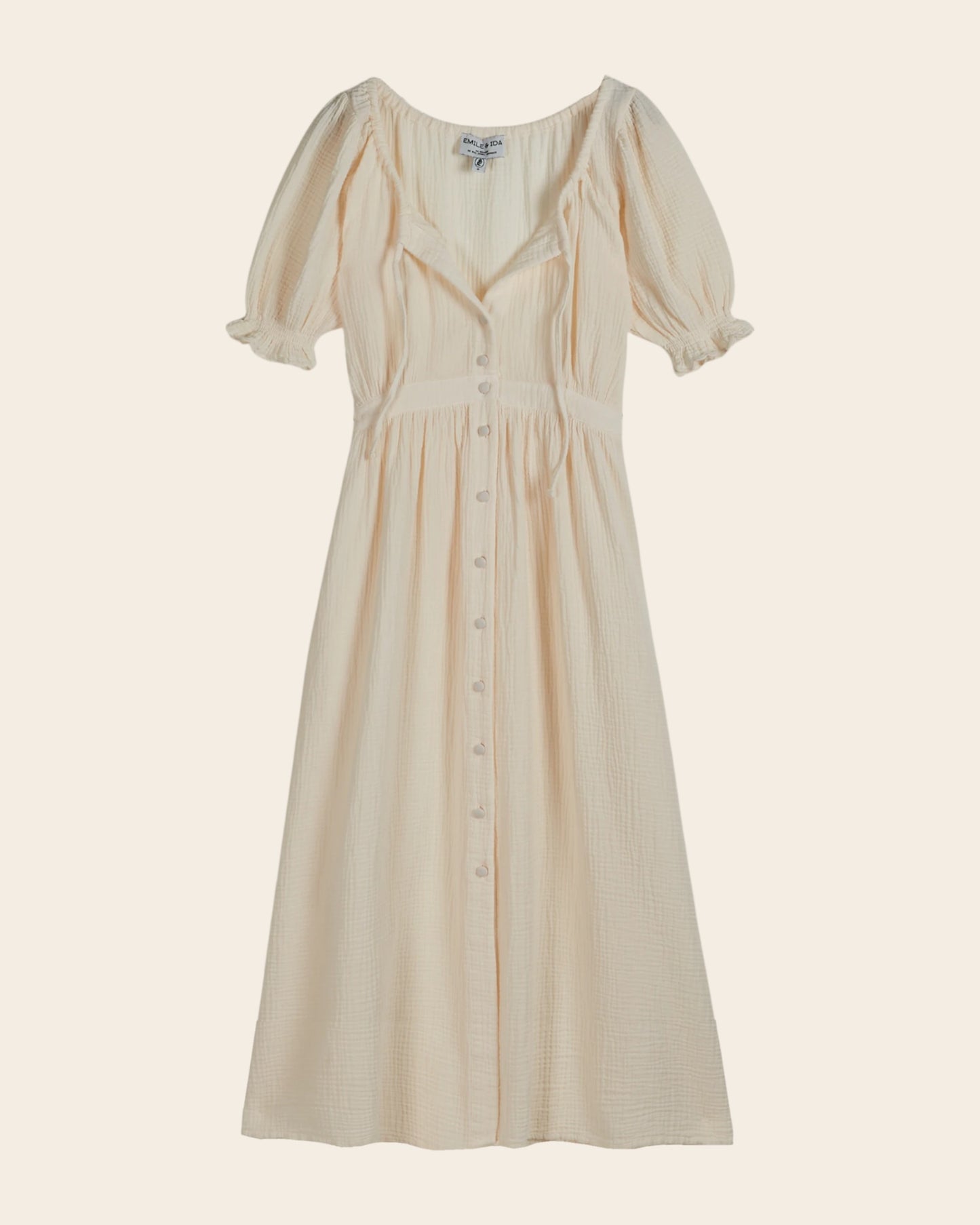 Robe longue - Gaze de coton crème