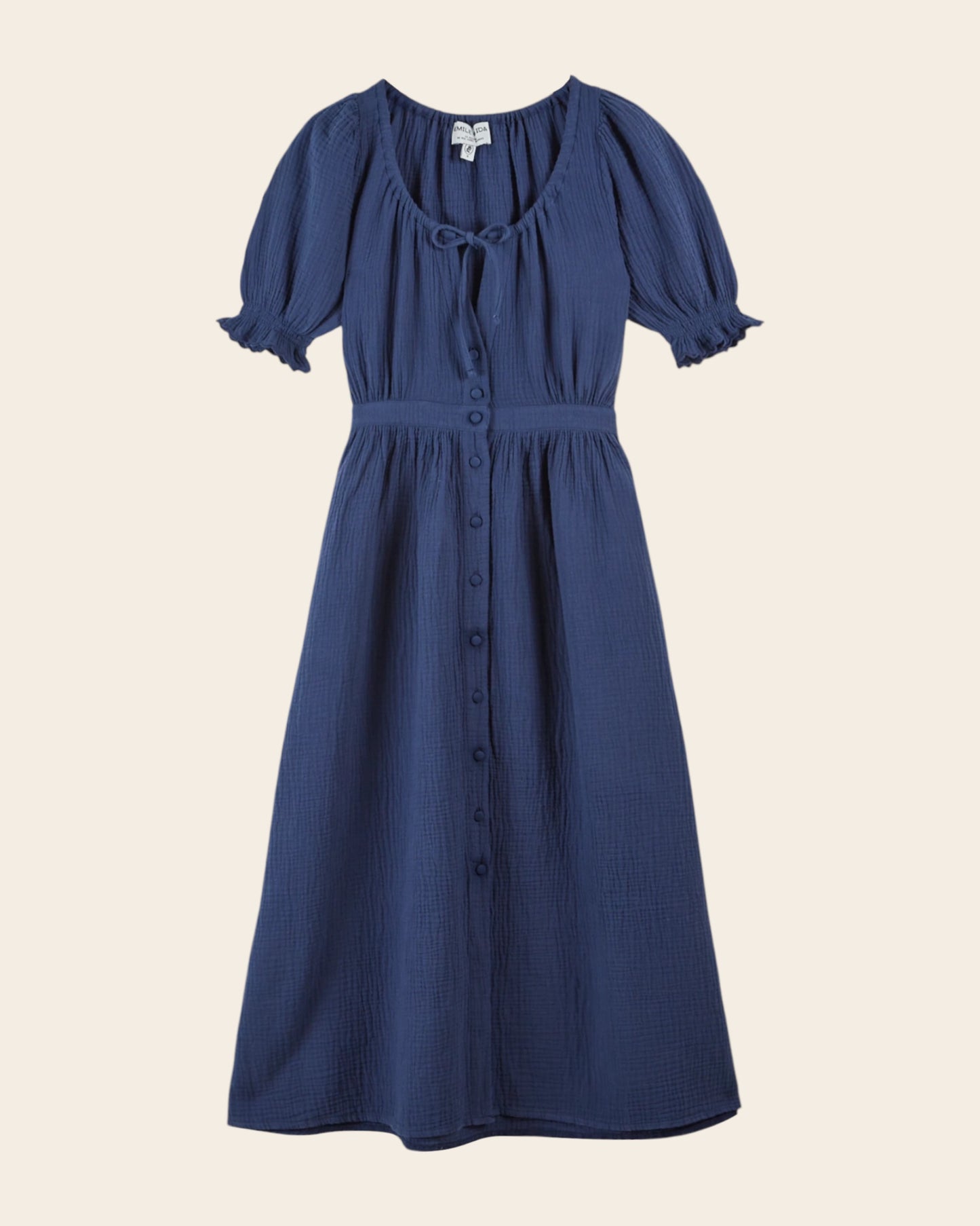 Robe longue - Gaze de coton marine