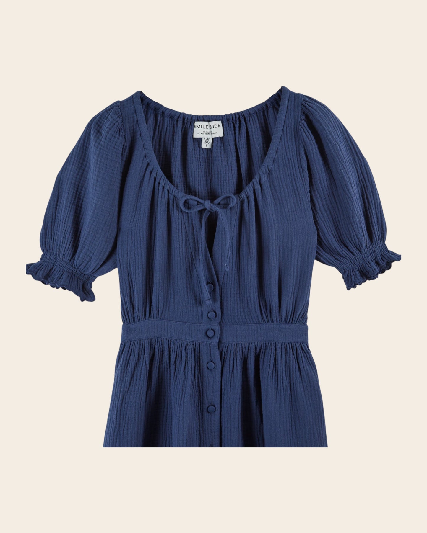 Robe longue - Gaze de coton marine