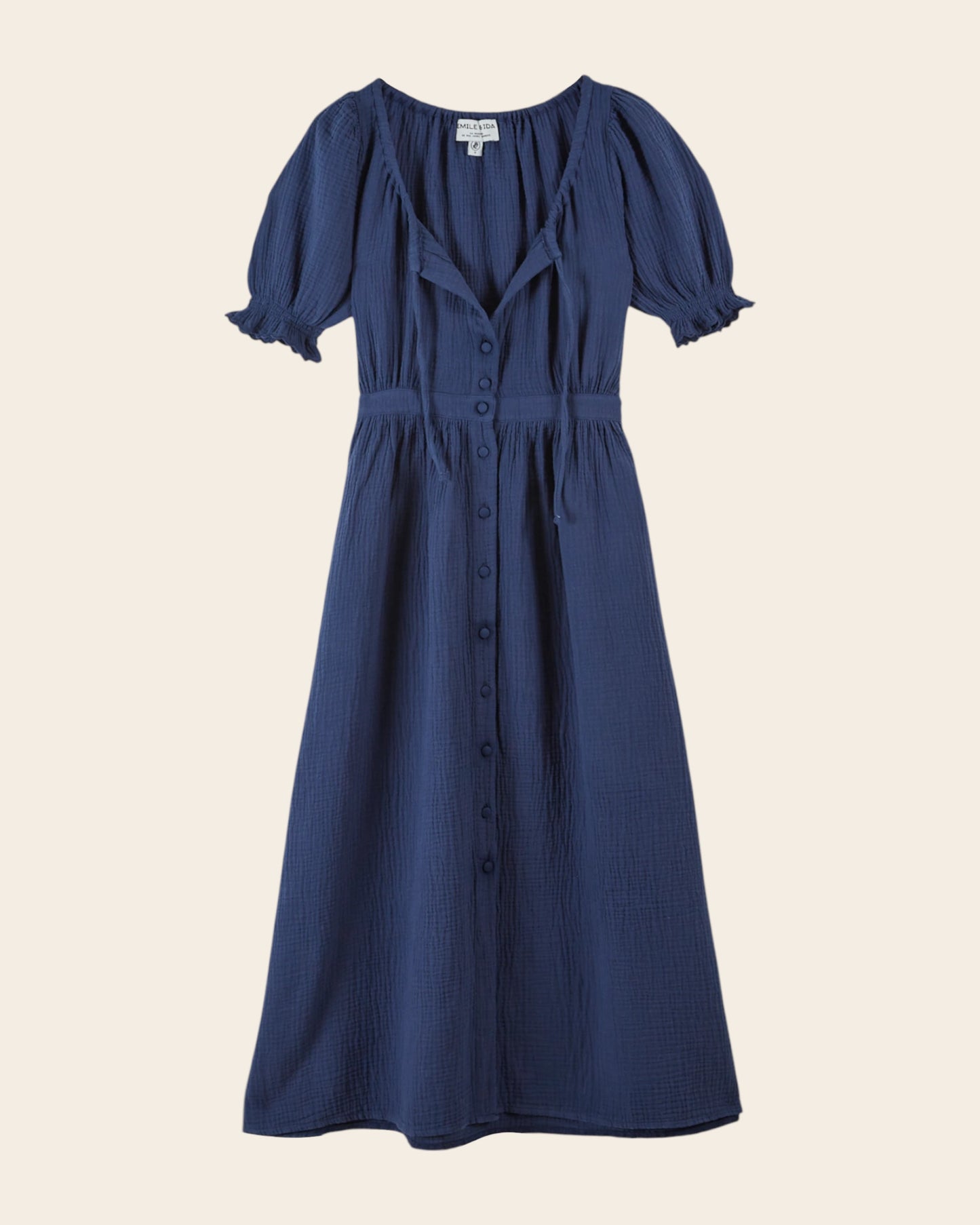 Robe longue - Gaze de coton marine