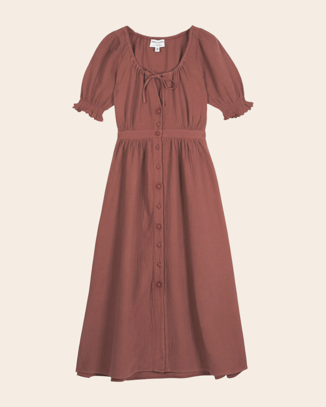 Robe longue - Gaze de coton sienne
