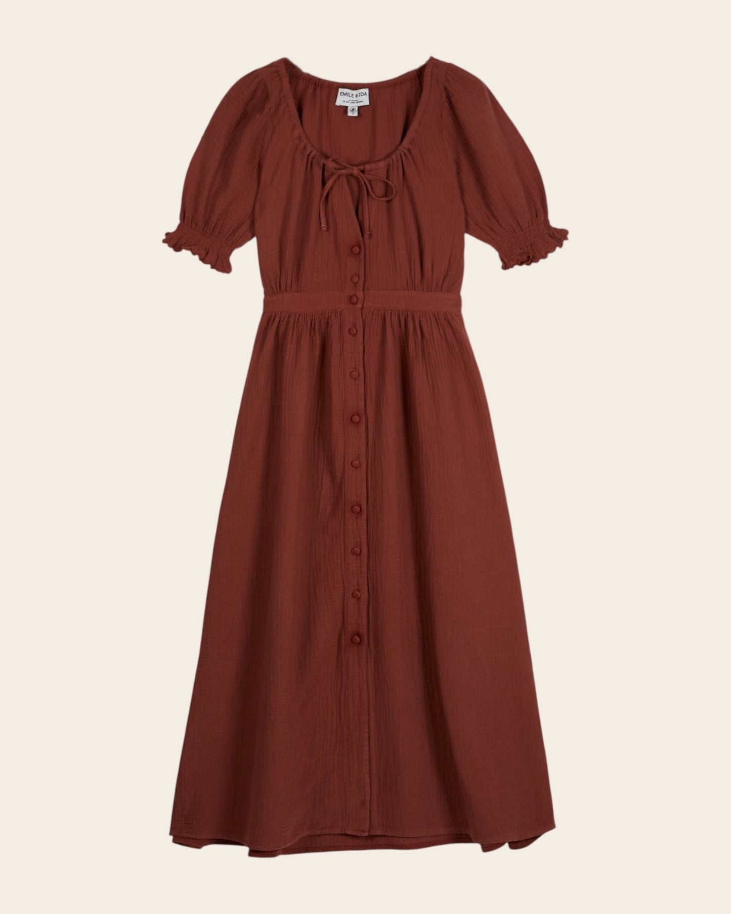 Robe longue - Gaze de coton sienne