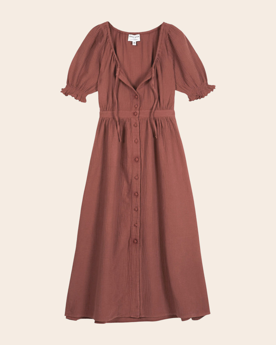 Robe longue - Gaze de coton sienne