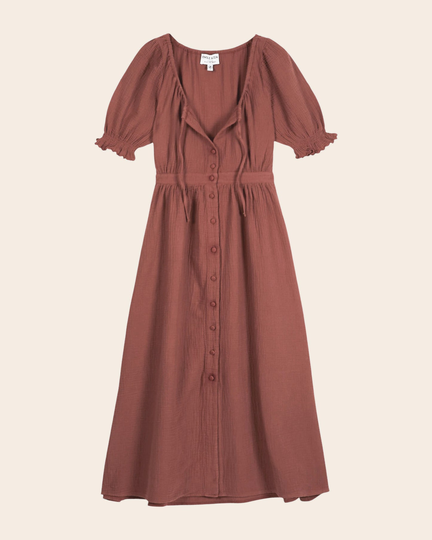 Robe longue - Gaze de coton sienne