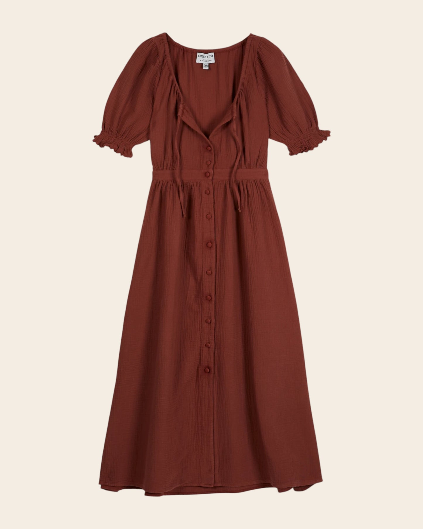 Robe longue - Gaze de coton sienne