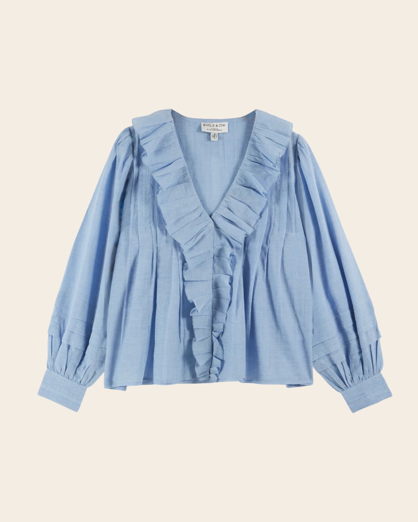 Blouse - Volantée khadi bleu
