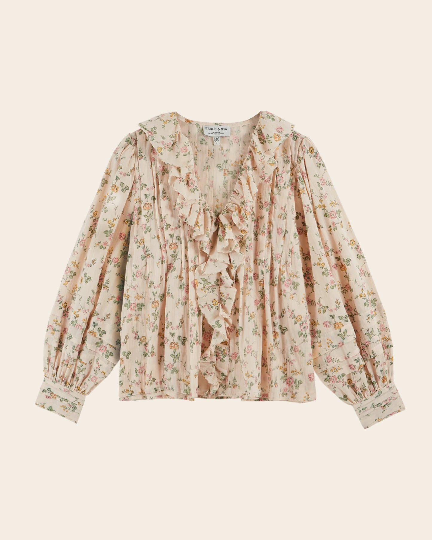 Blouse - Fleurie à volants crème