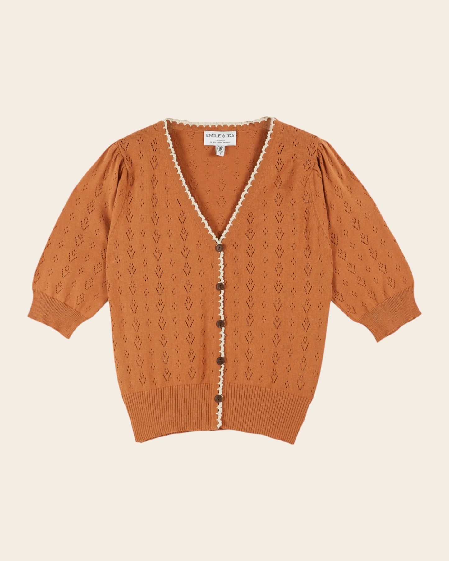 Gilet - Ajouré tulipes marron