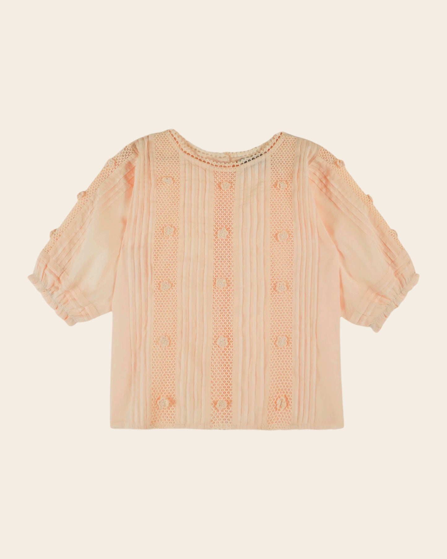 Blouse - Dentelle brodée abricot