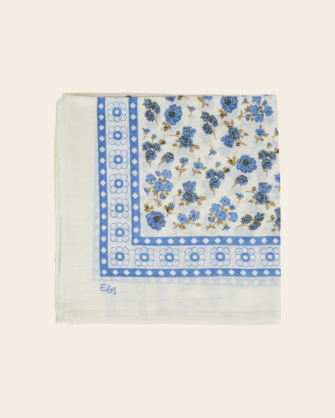 Grand foulard - Fleuri bleu