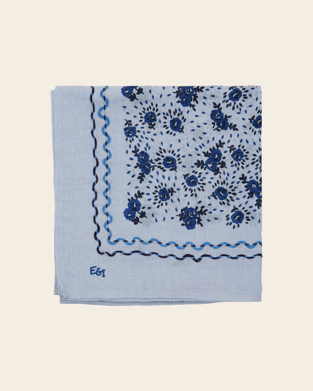 Grand foulard - Fleurette bleu