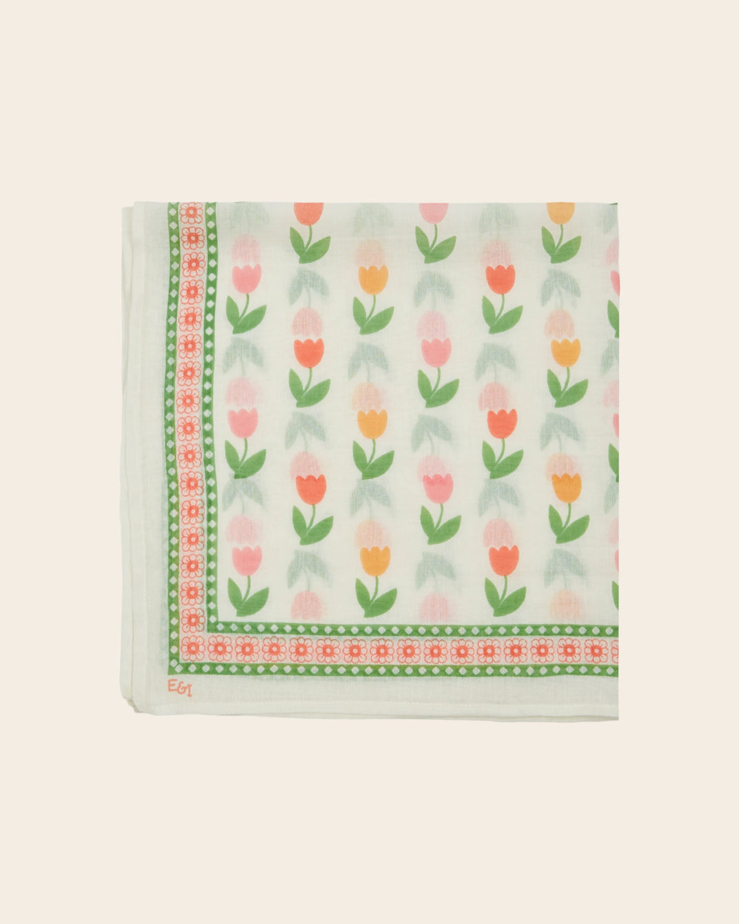 Foulard - Tulipes écru