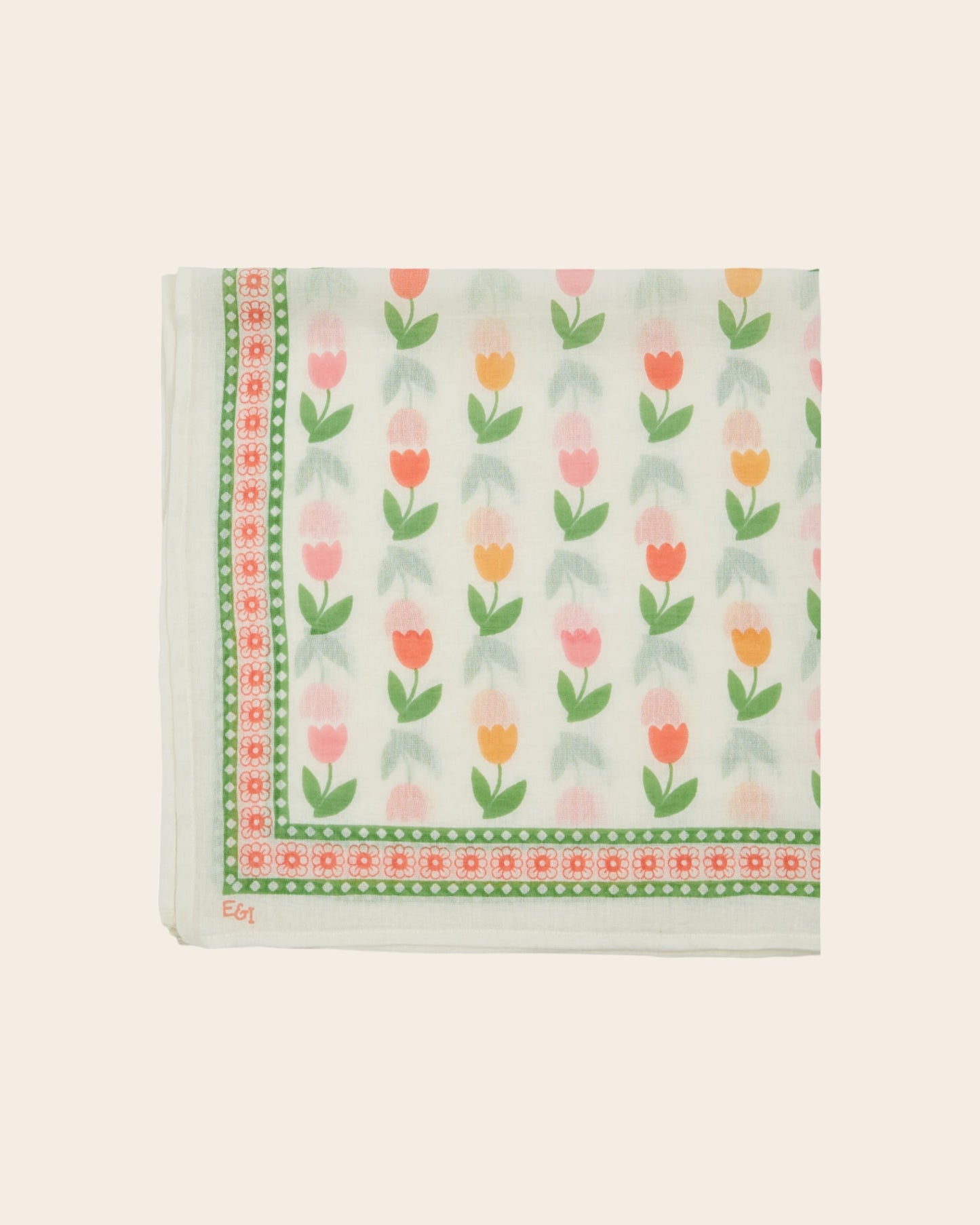 Foulard - Tulipes écru