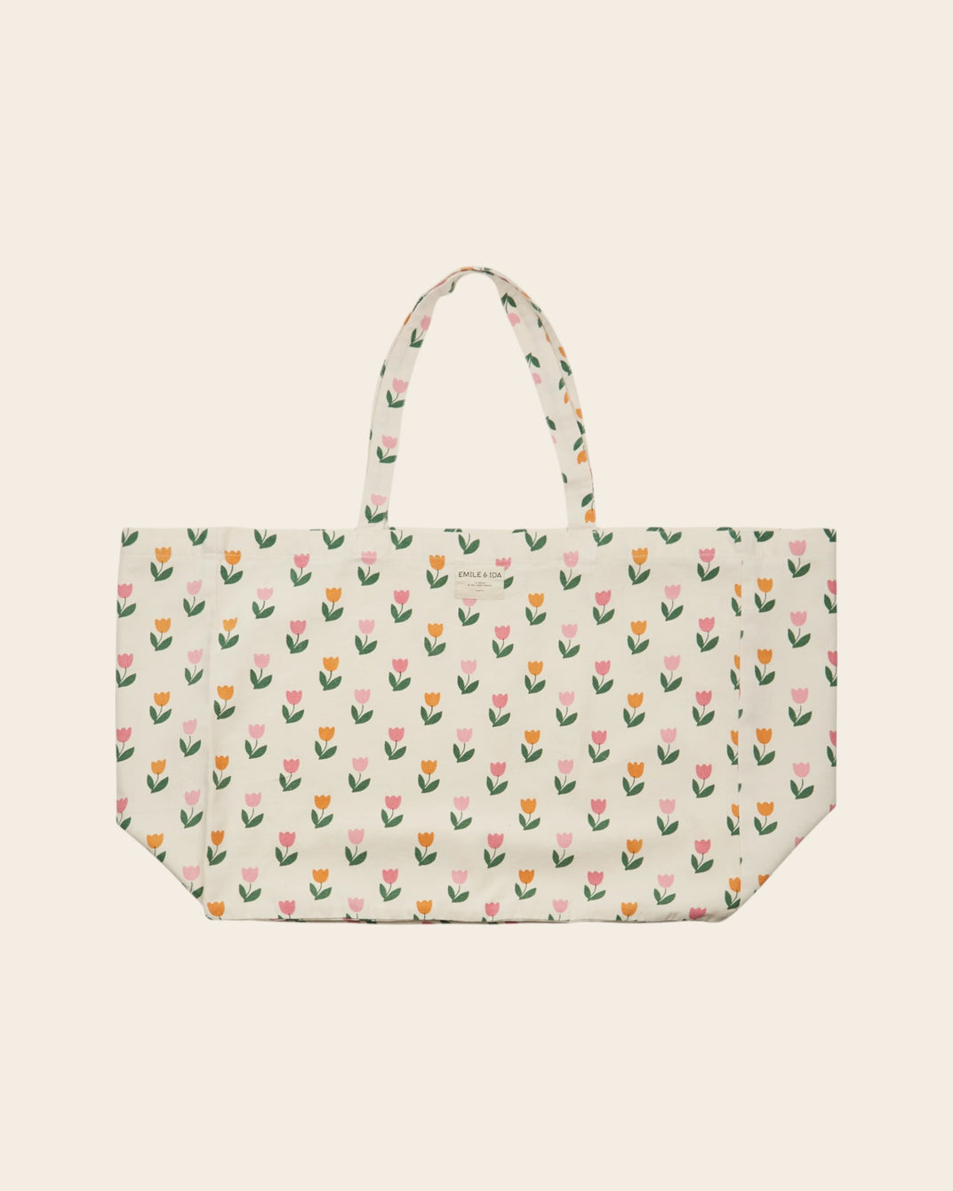 Grand cabas - Tulipes écru