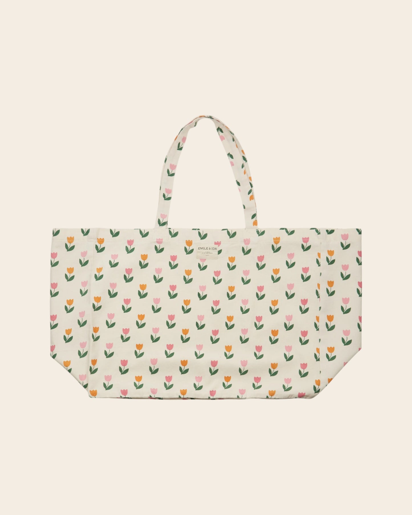 Grand cabas - Tulipes écru