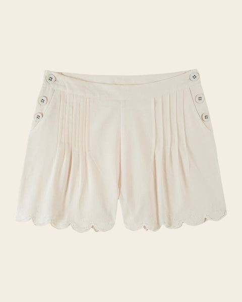 Short à pont - Festonné crème