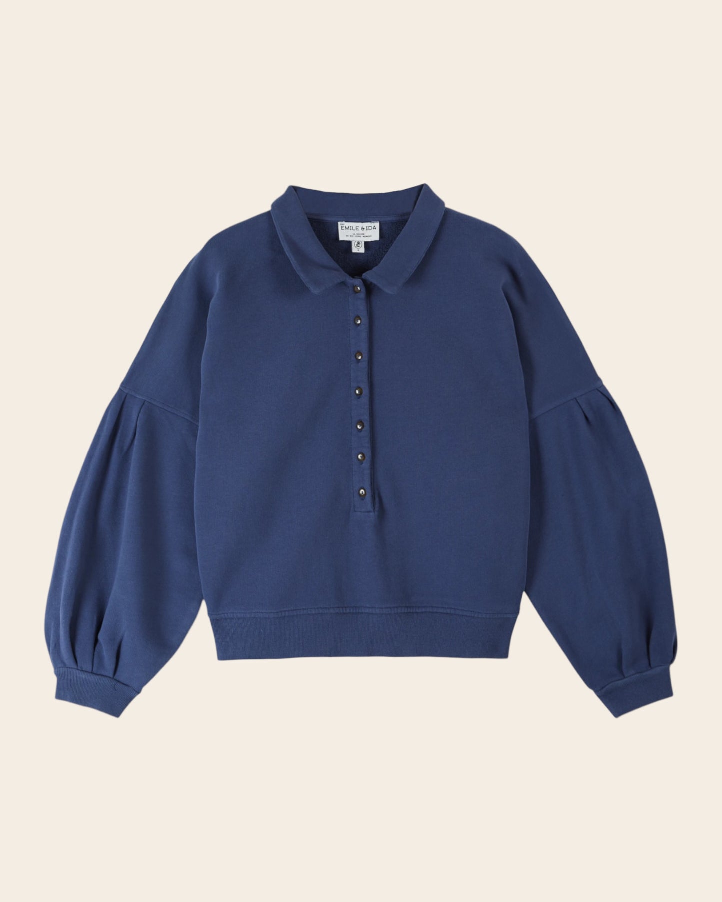 Sweat - Boutonné marine