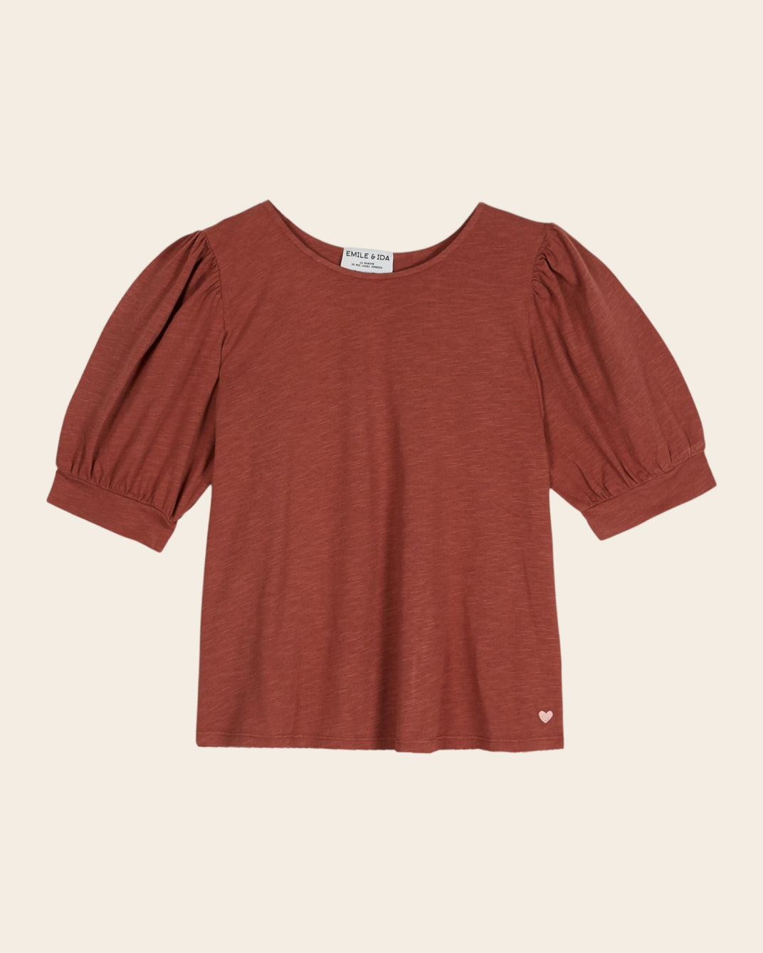 T-shirt - Manches ballon sienne