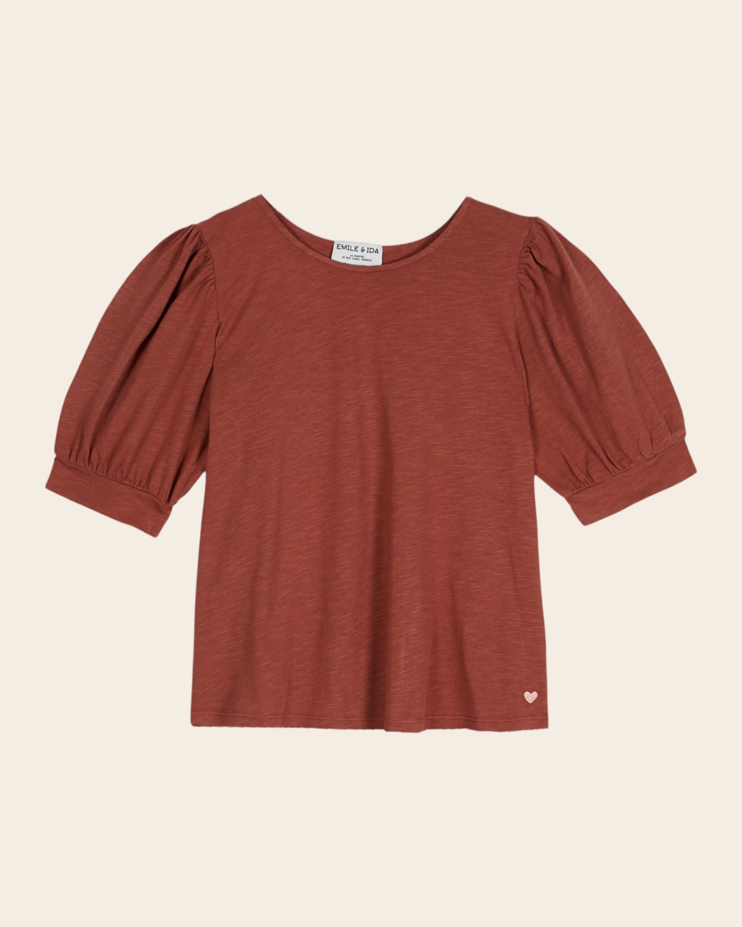 T-shirt - Manches ballon sienne