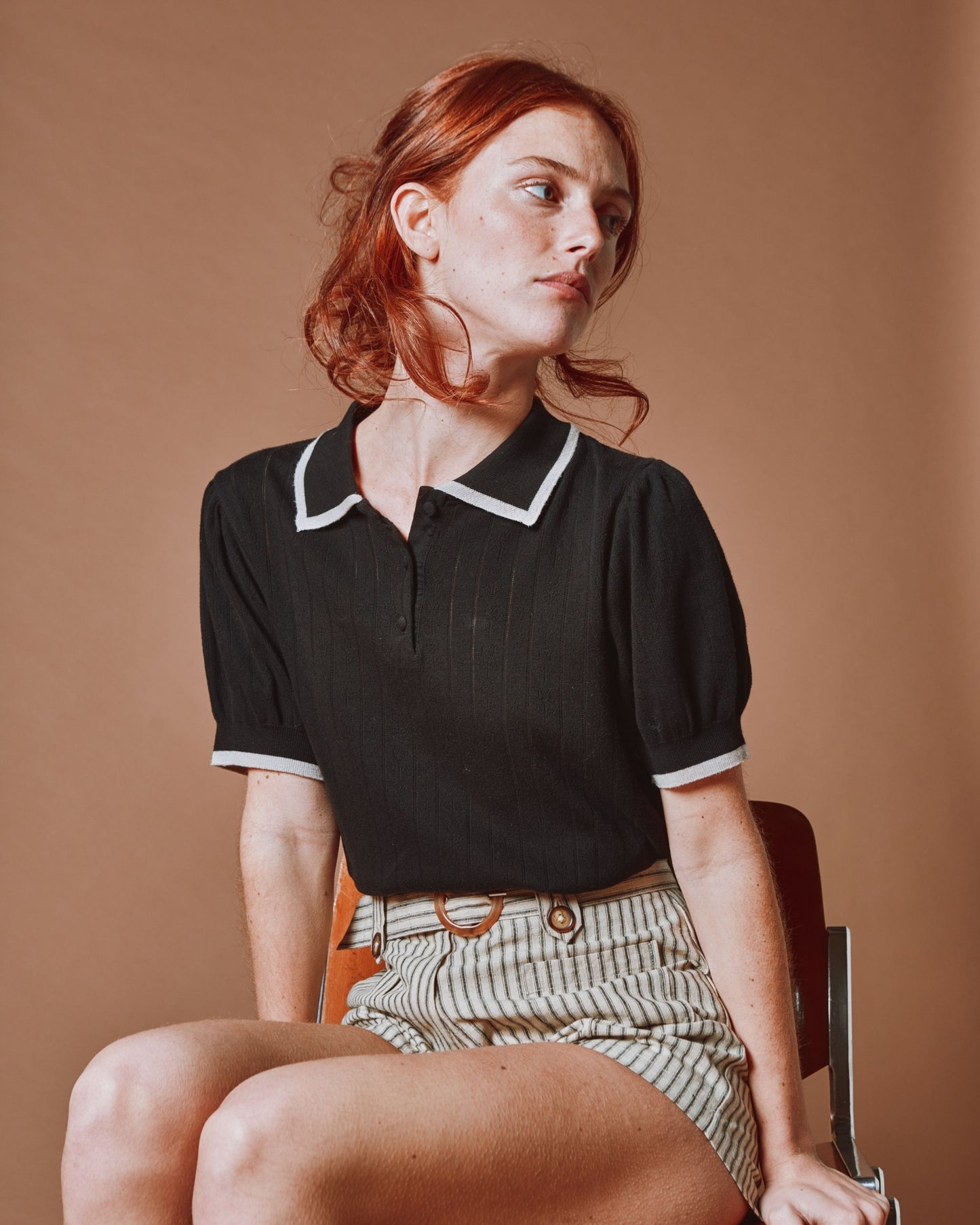 Polo - Pointelle modal noir