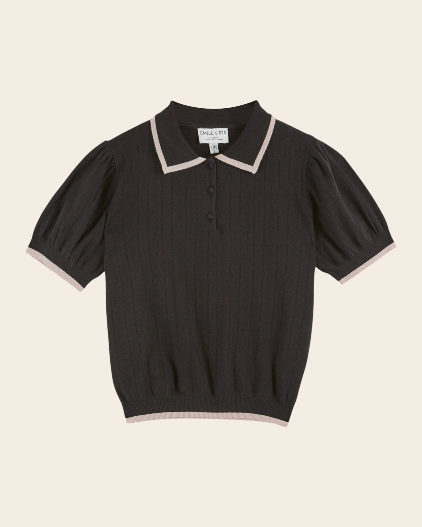 Polo - Pointelle modal noir