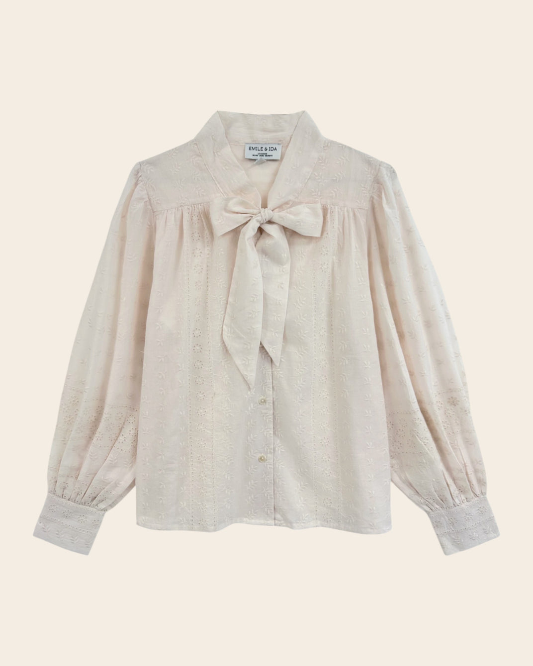 Blouse - Broderie anglaise col lavallière