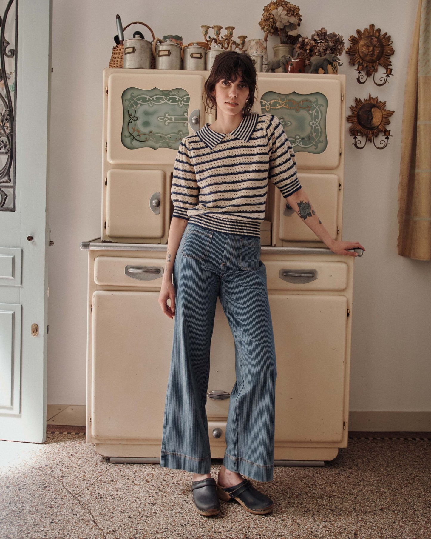 Pantalon - Rayé bleu et blanc