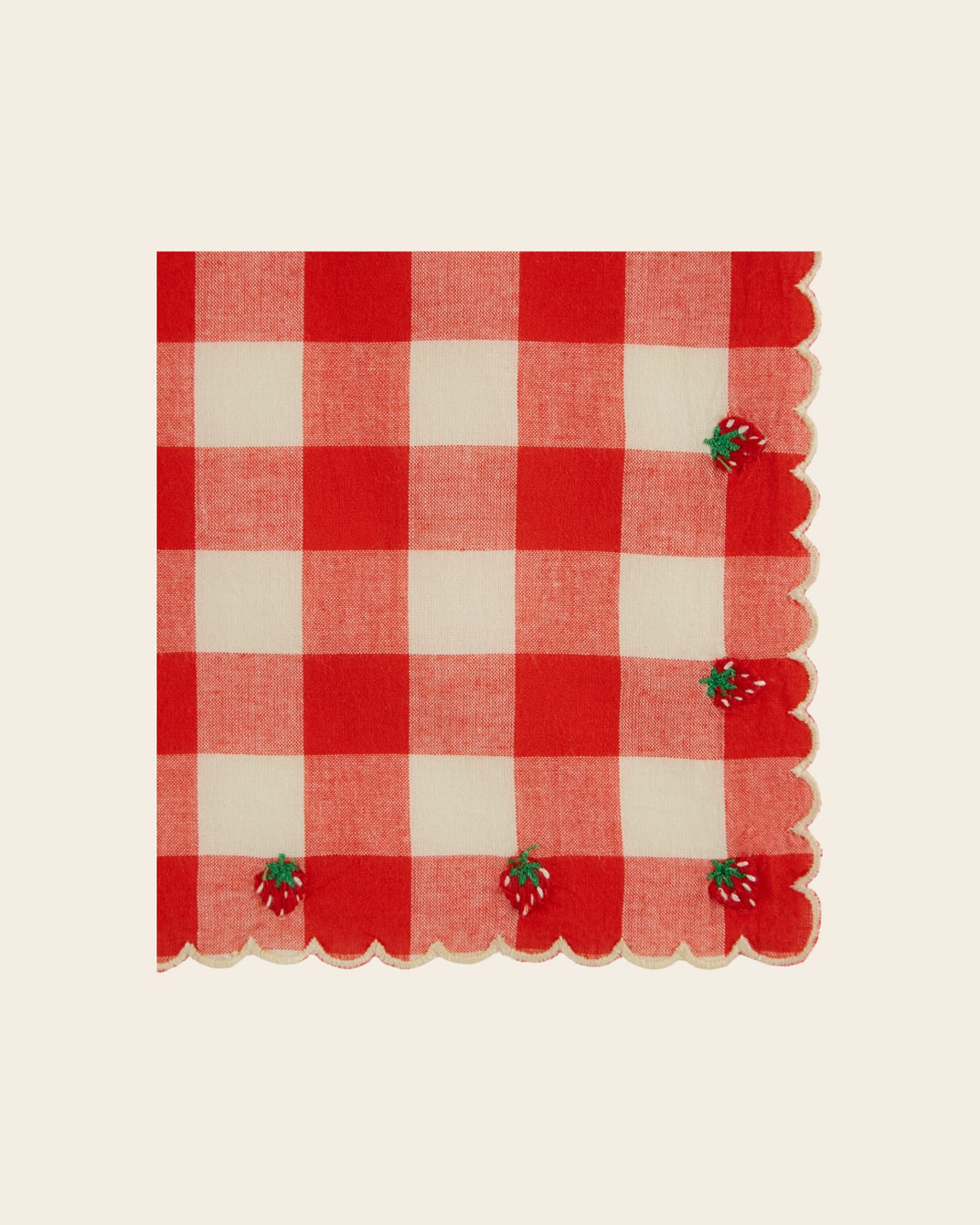 Serviettes de table - Fraise vichy rouge