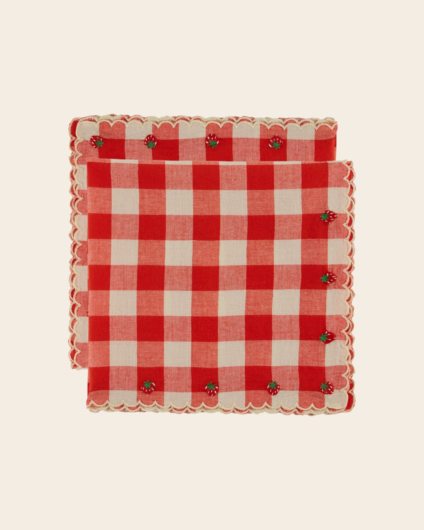 Serviettes de table - Fraise vichy rouge