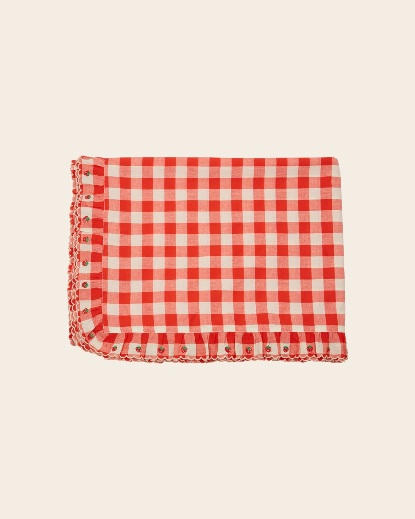 Nappe - Rectangle fraise vichy rouge