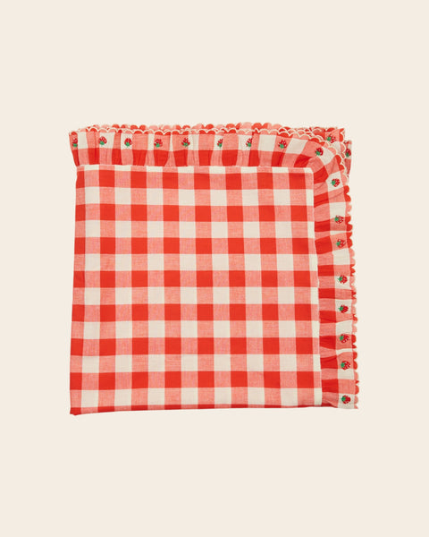 Nappe - Carré fraise vichy rouge