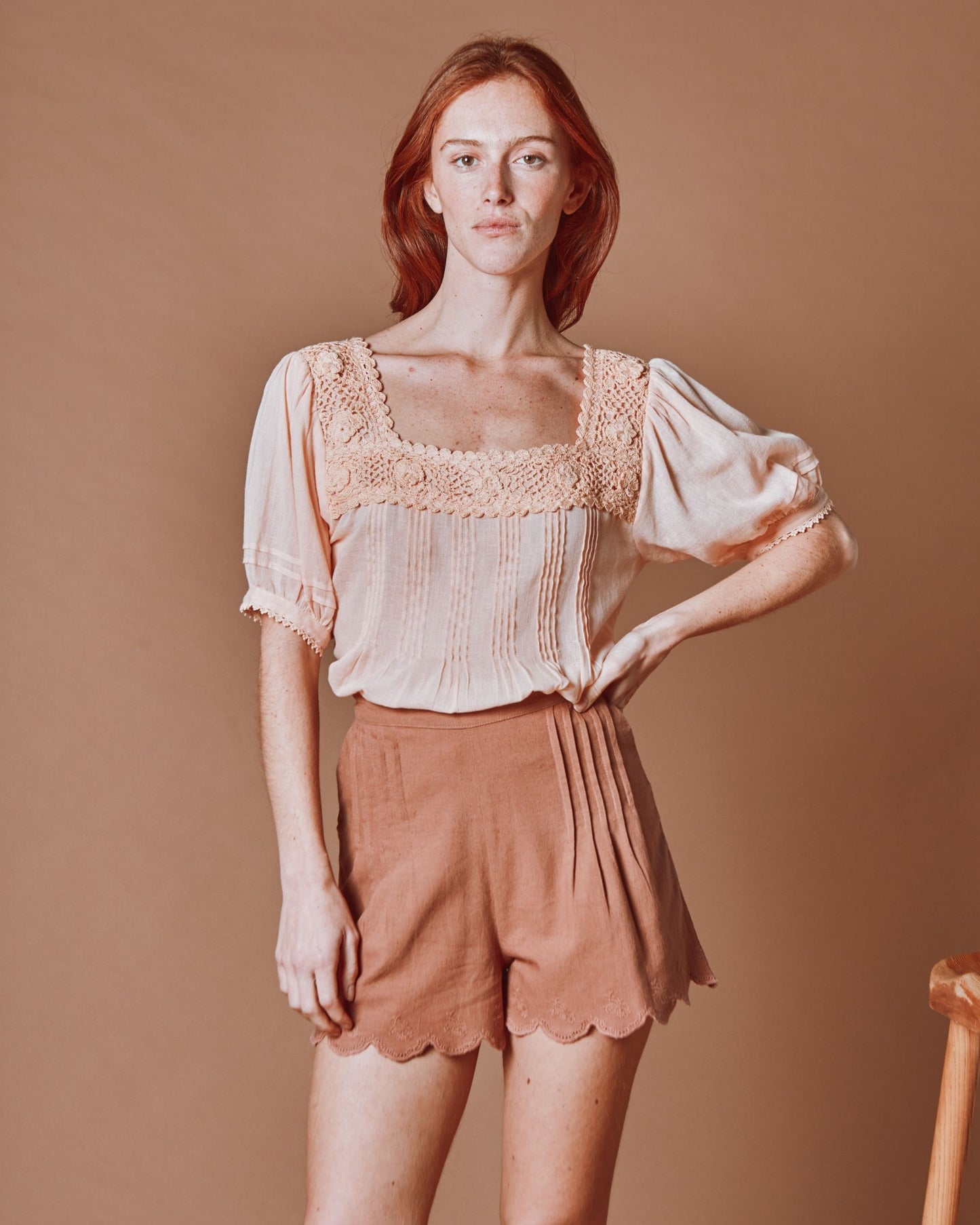 Blouse - Crochet abricot