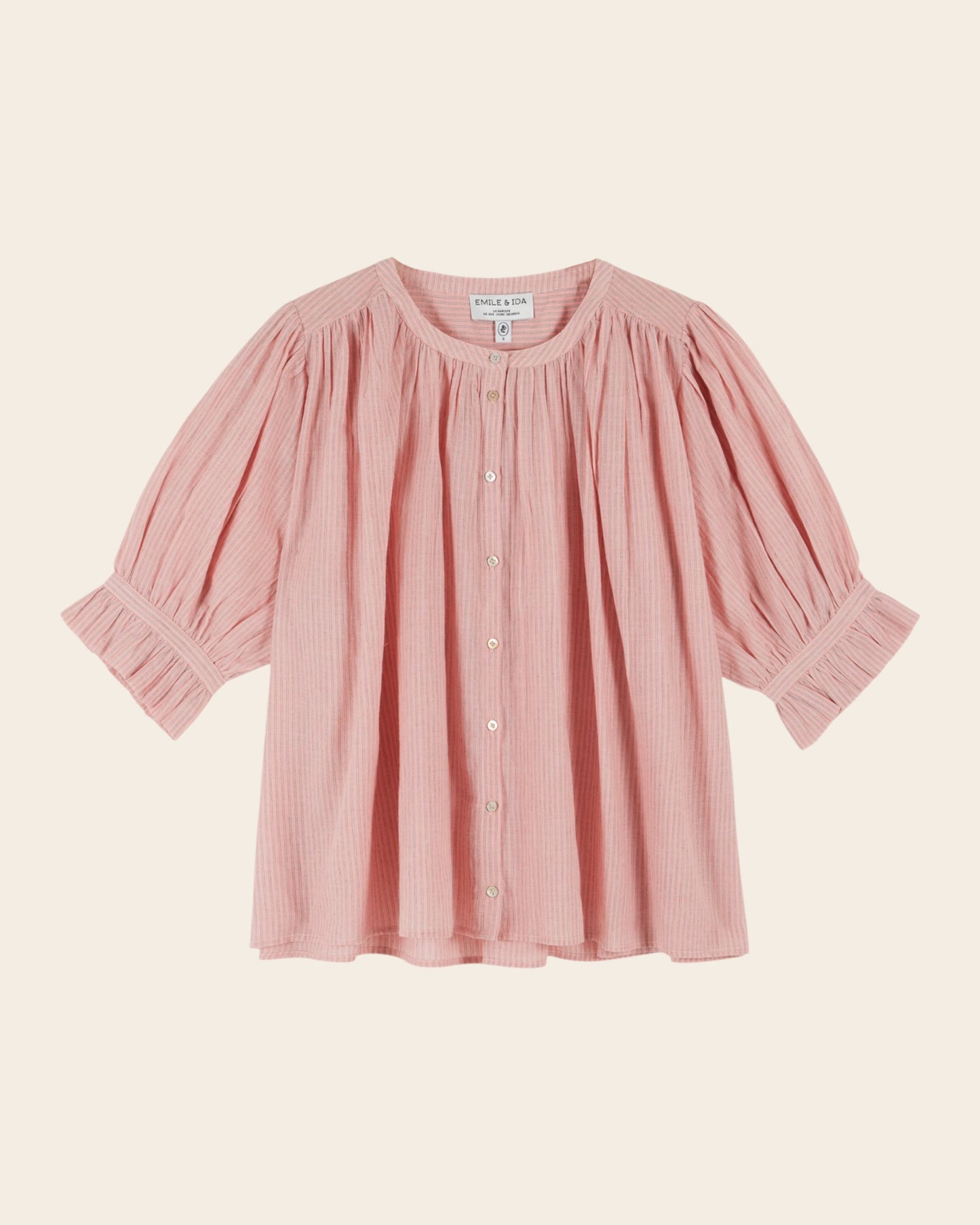 Blouse - Khadi rayé rose