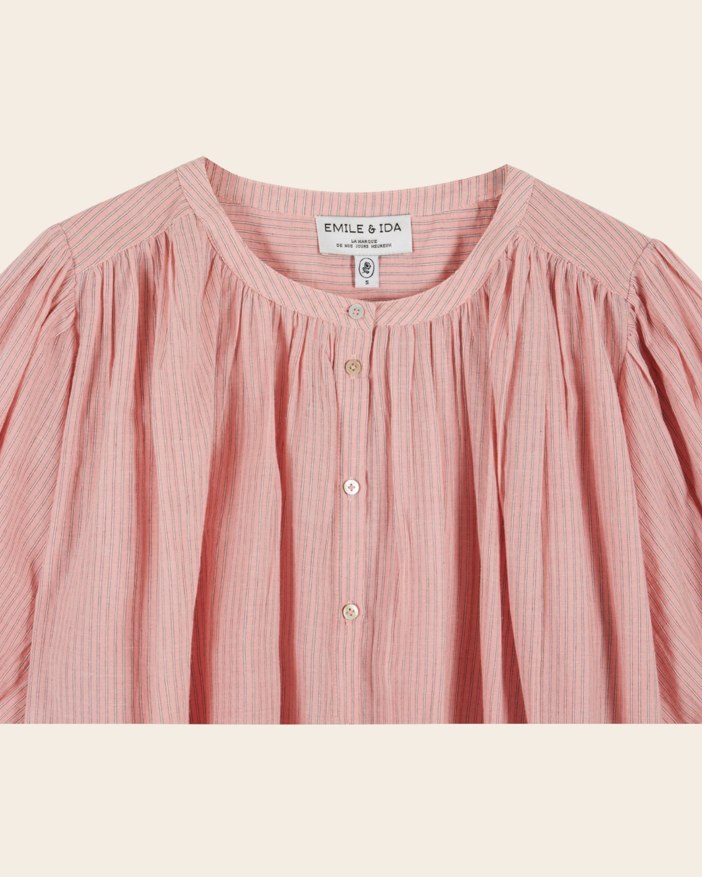 Blouse - Khadi rayé rose