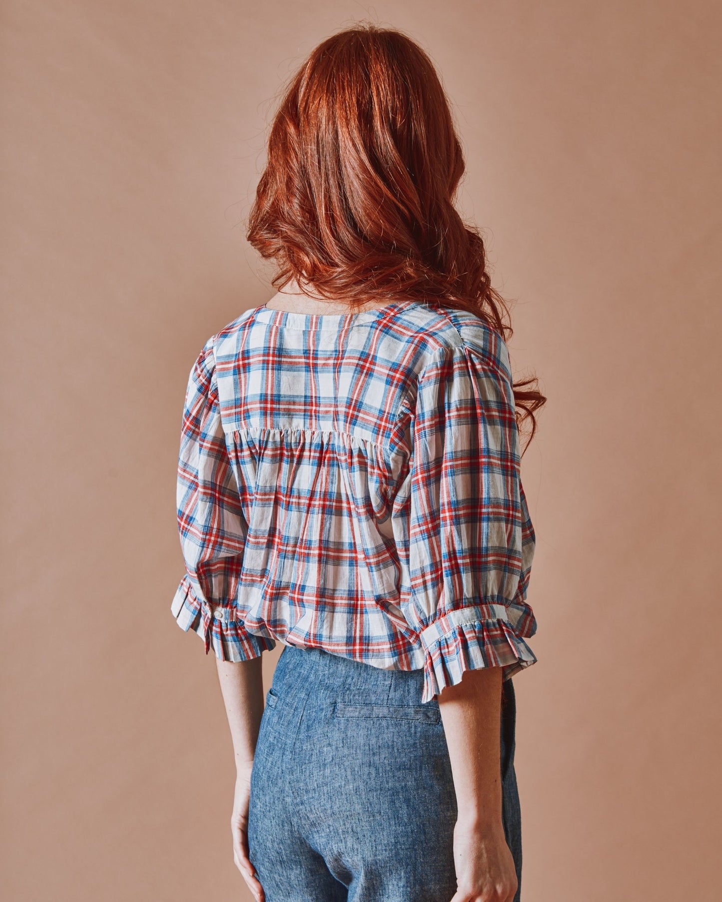 Blouse - Carreaux khadi écru