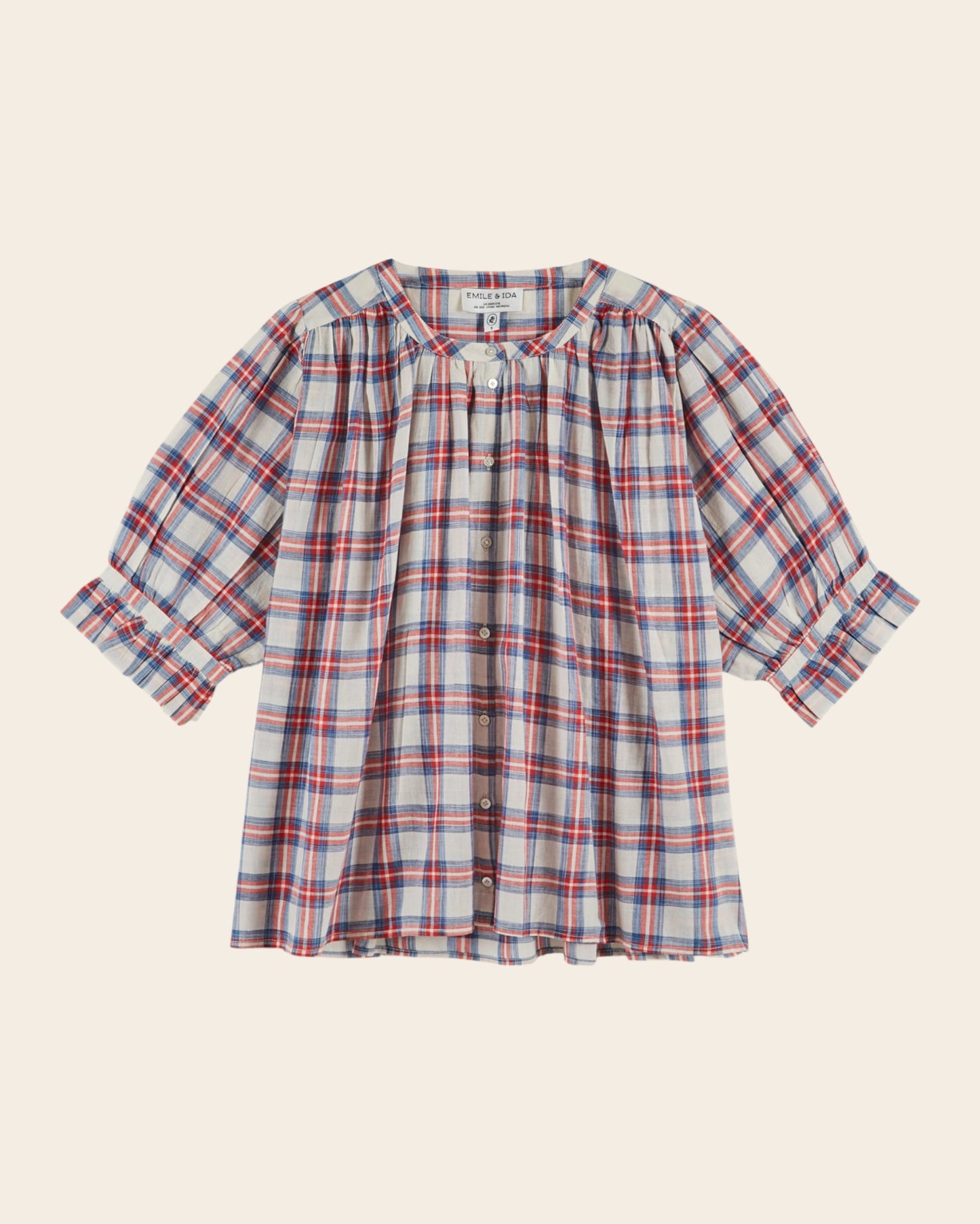 Blouse - Carreaux khadi écru