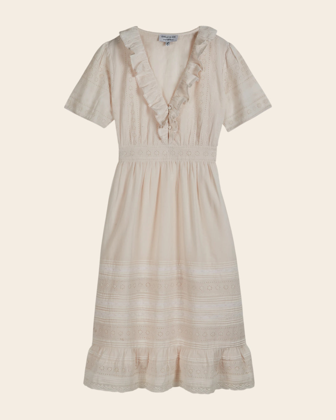 Robe midi - Broderie crème