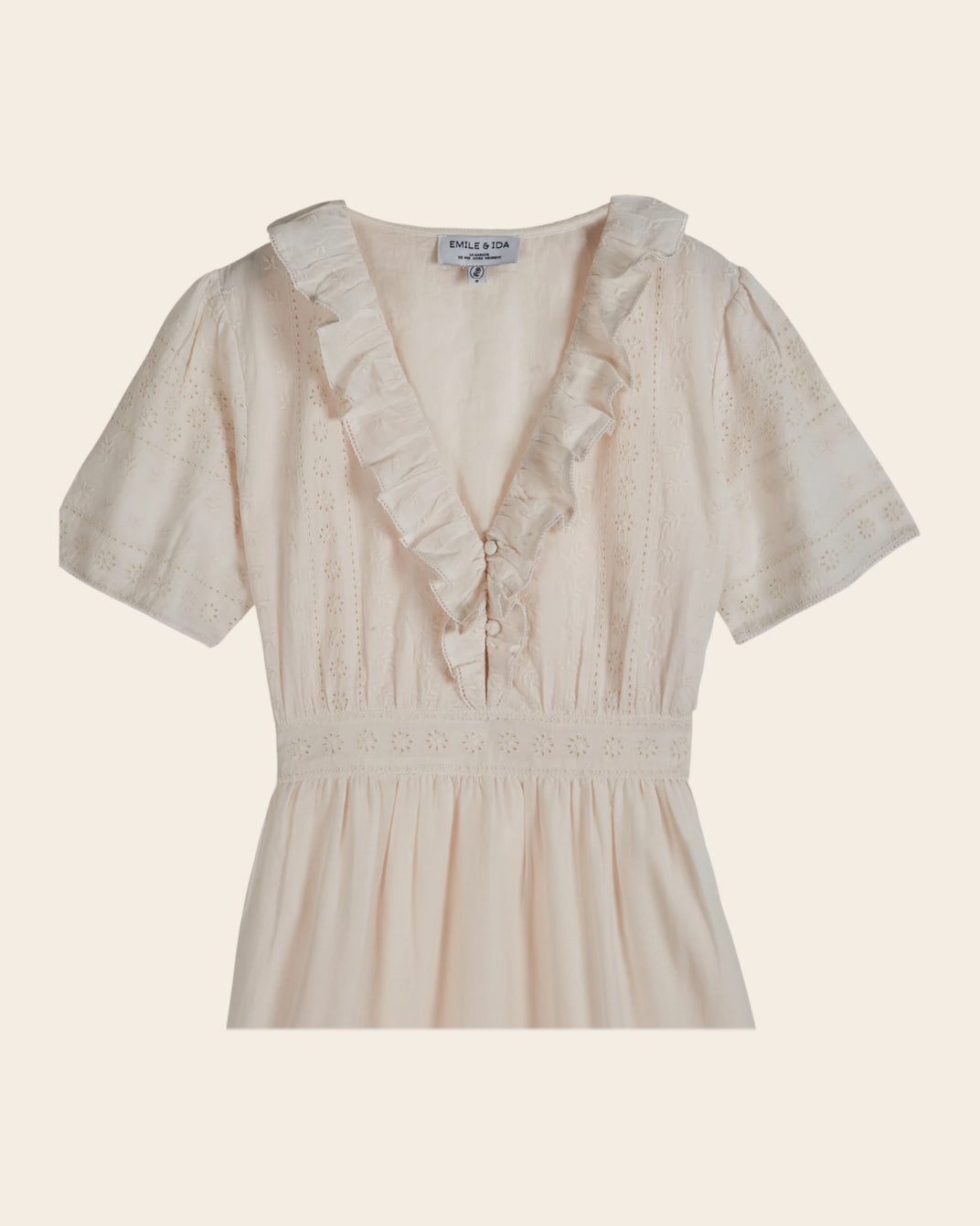 Robe midi - Broderie crème