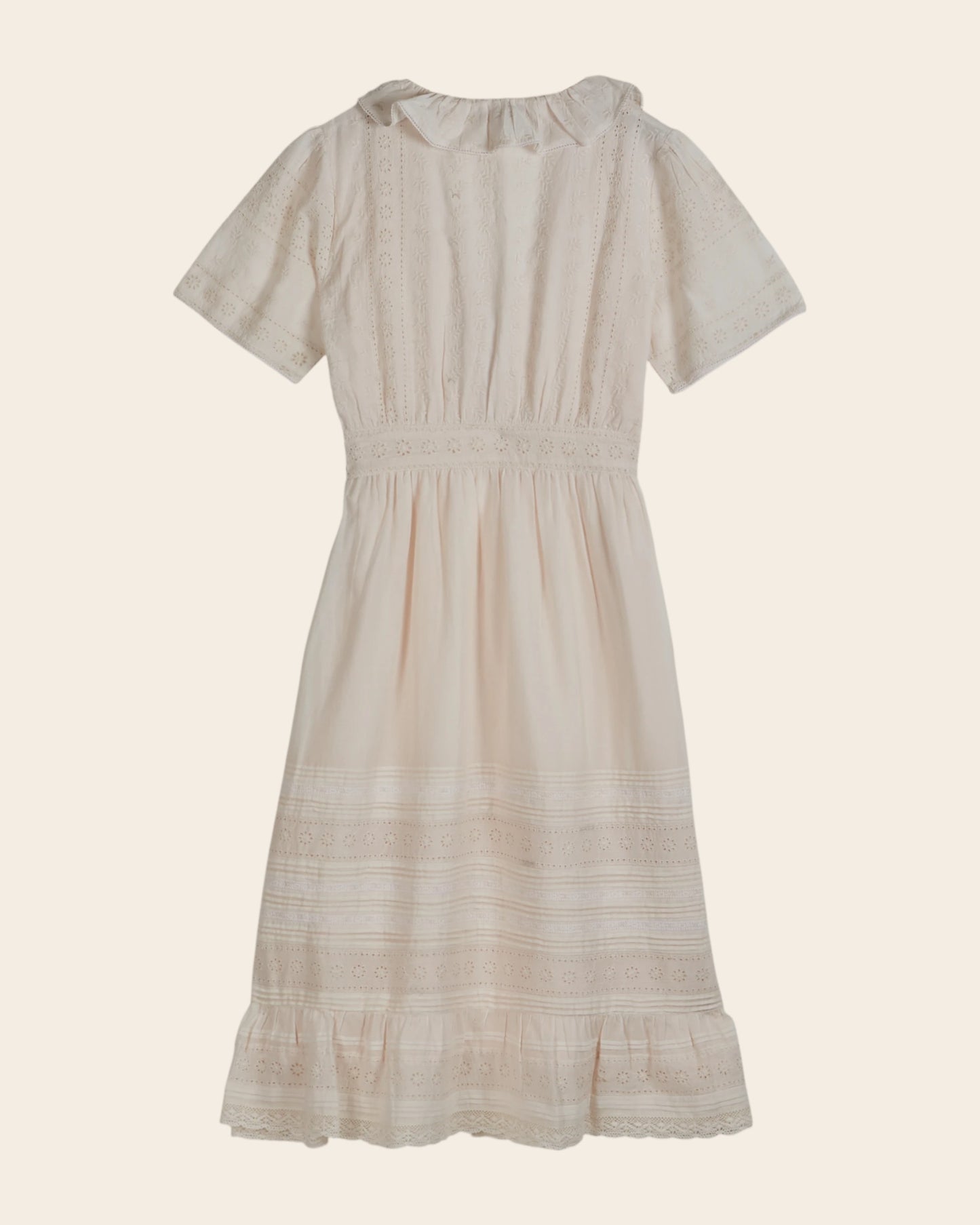Robe midi - Broderie crème