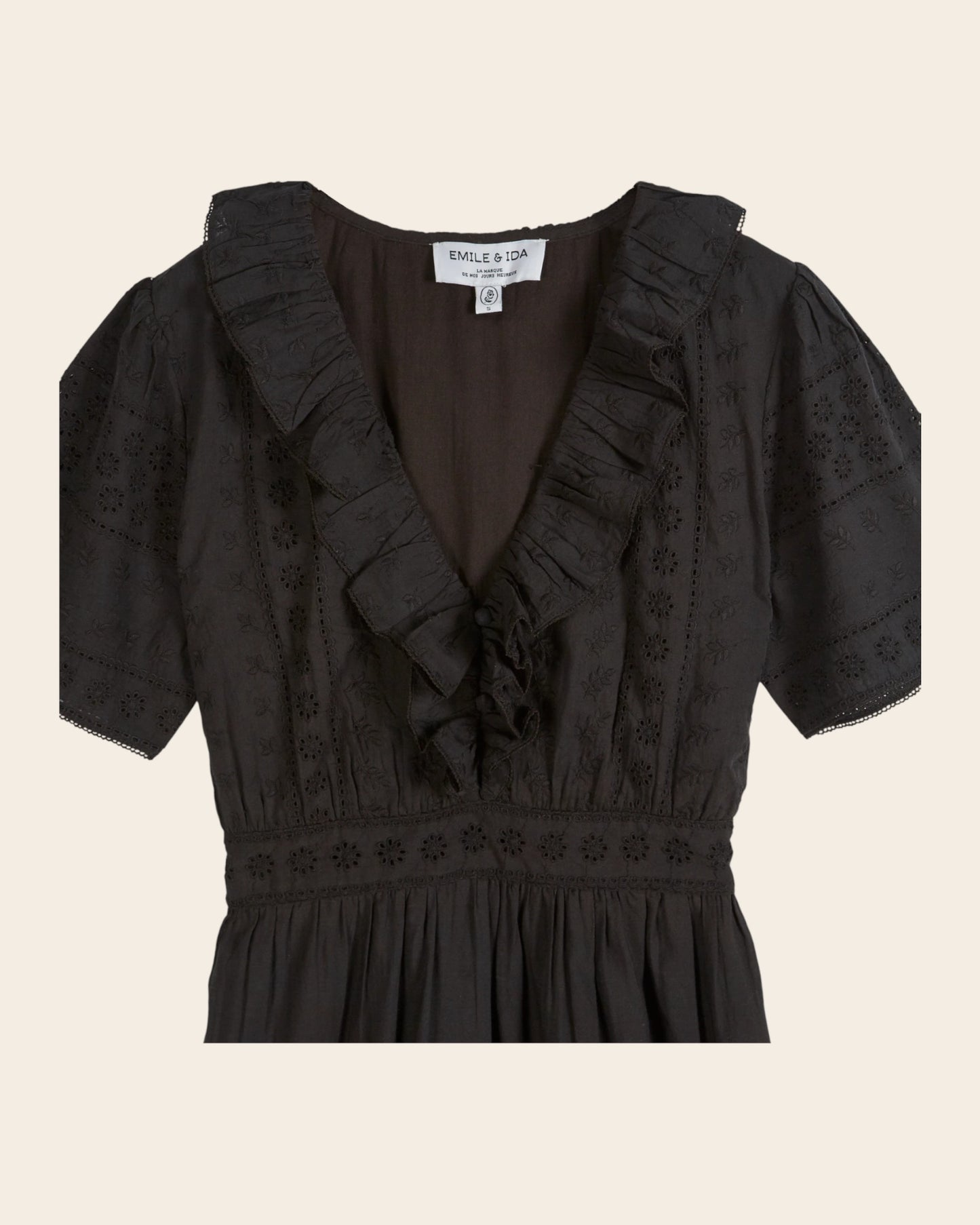 Robe midi - Brodée noir