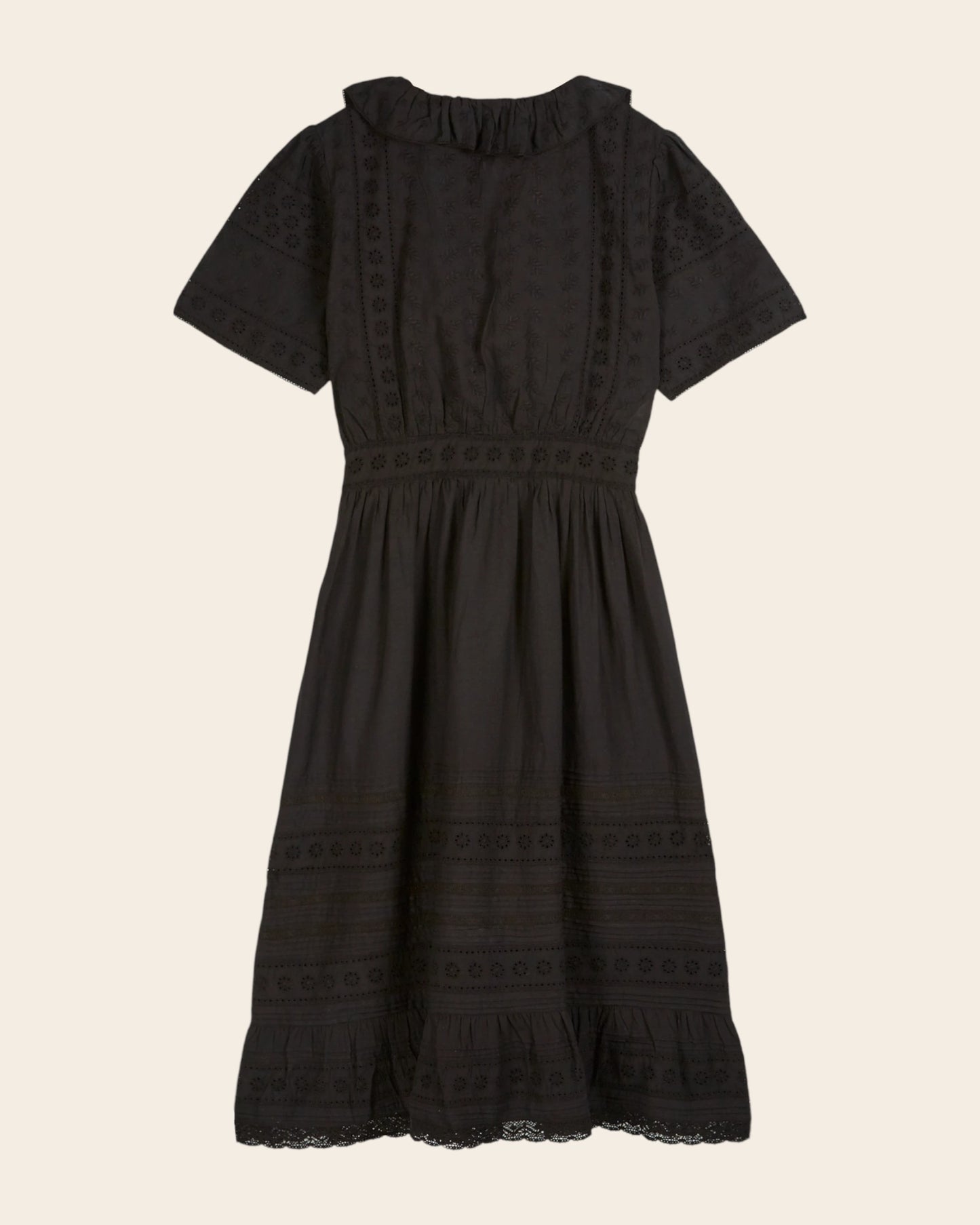 Robe midi - Brodée noir
