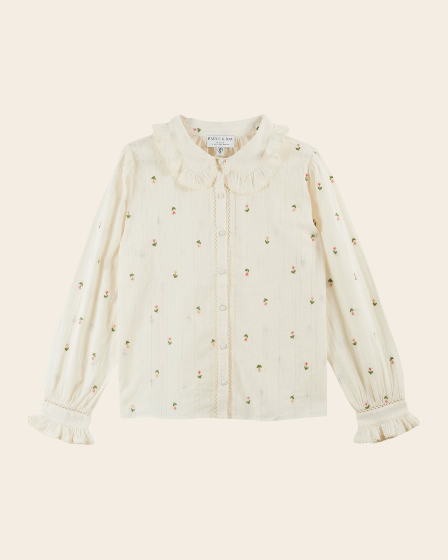Blouse - Brodé tulipe écru