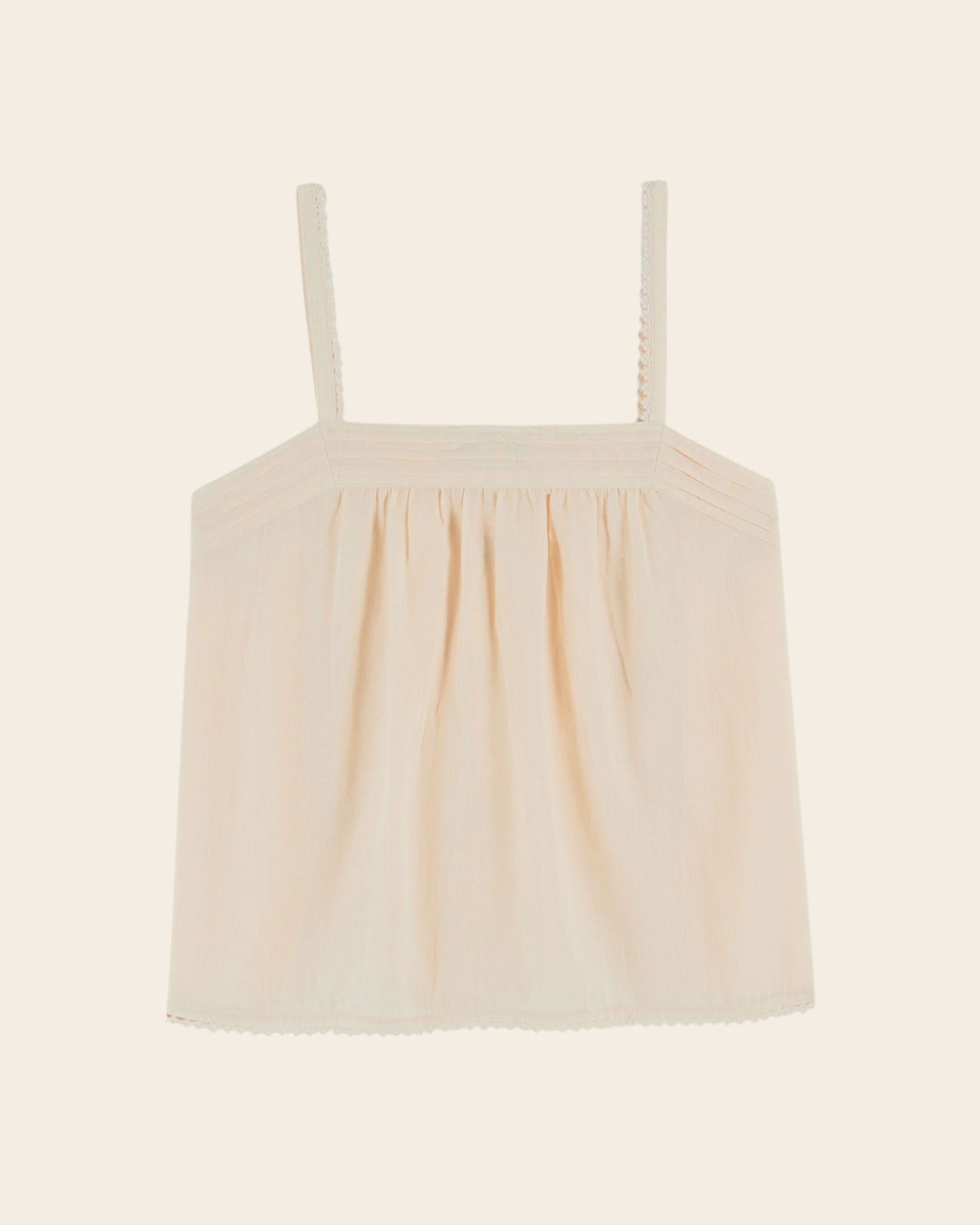 Top - Dentelle brodé crème rosé