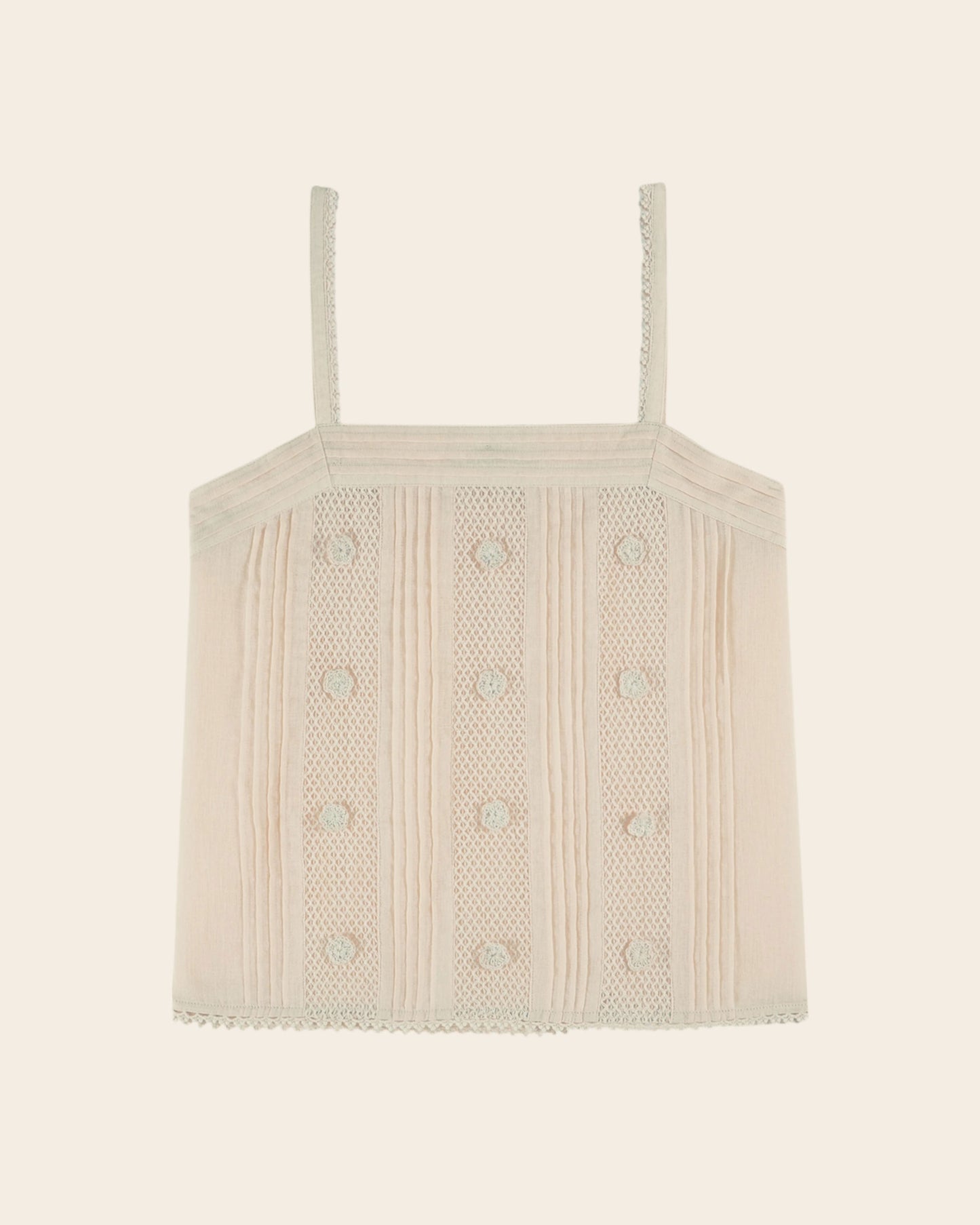 Top - Dentelle brodé crème rosé