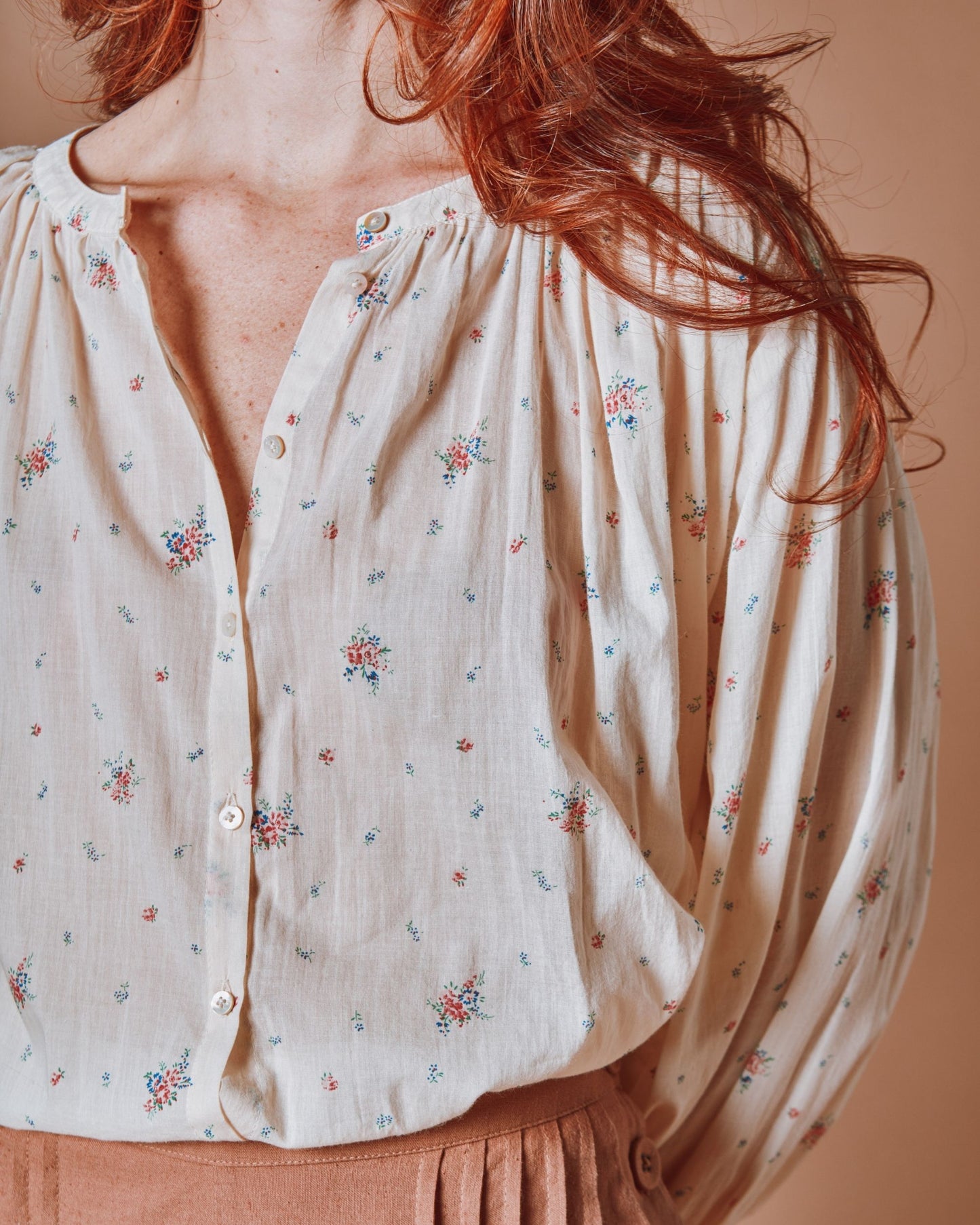 Blouse - Fleurie vintage crème