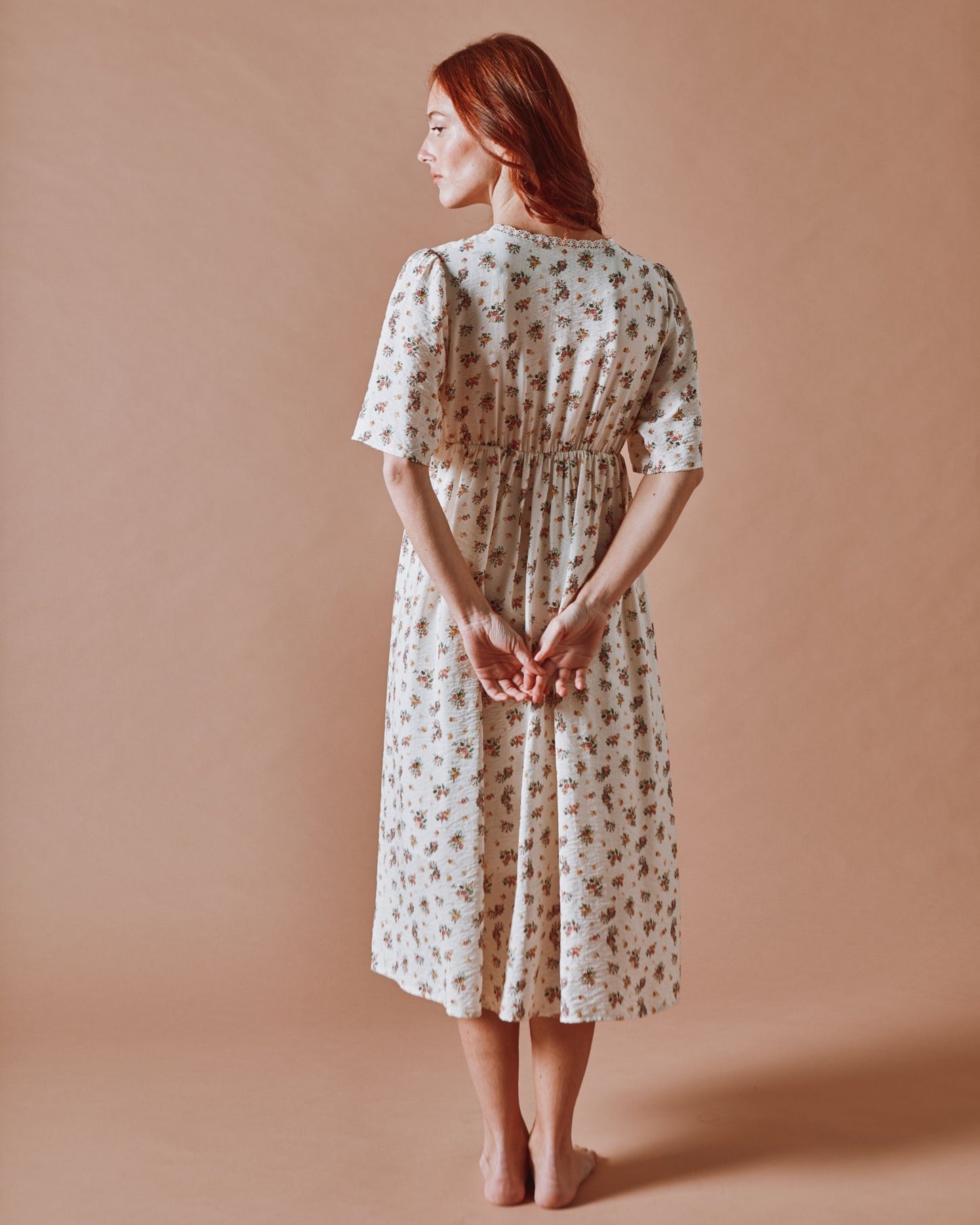 Robe longue - Fleuri écru