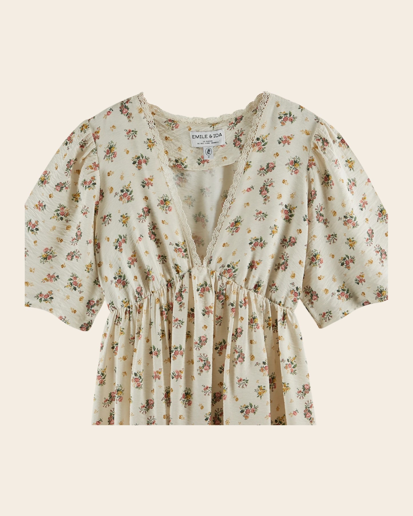 Robe longue - Fleuri écru