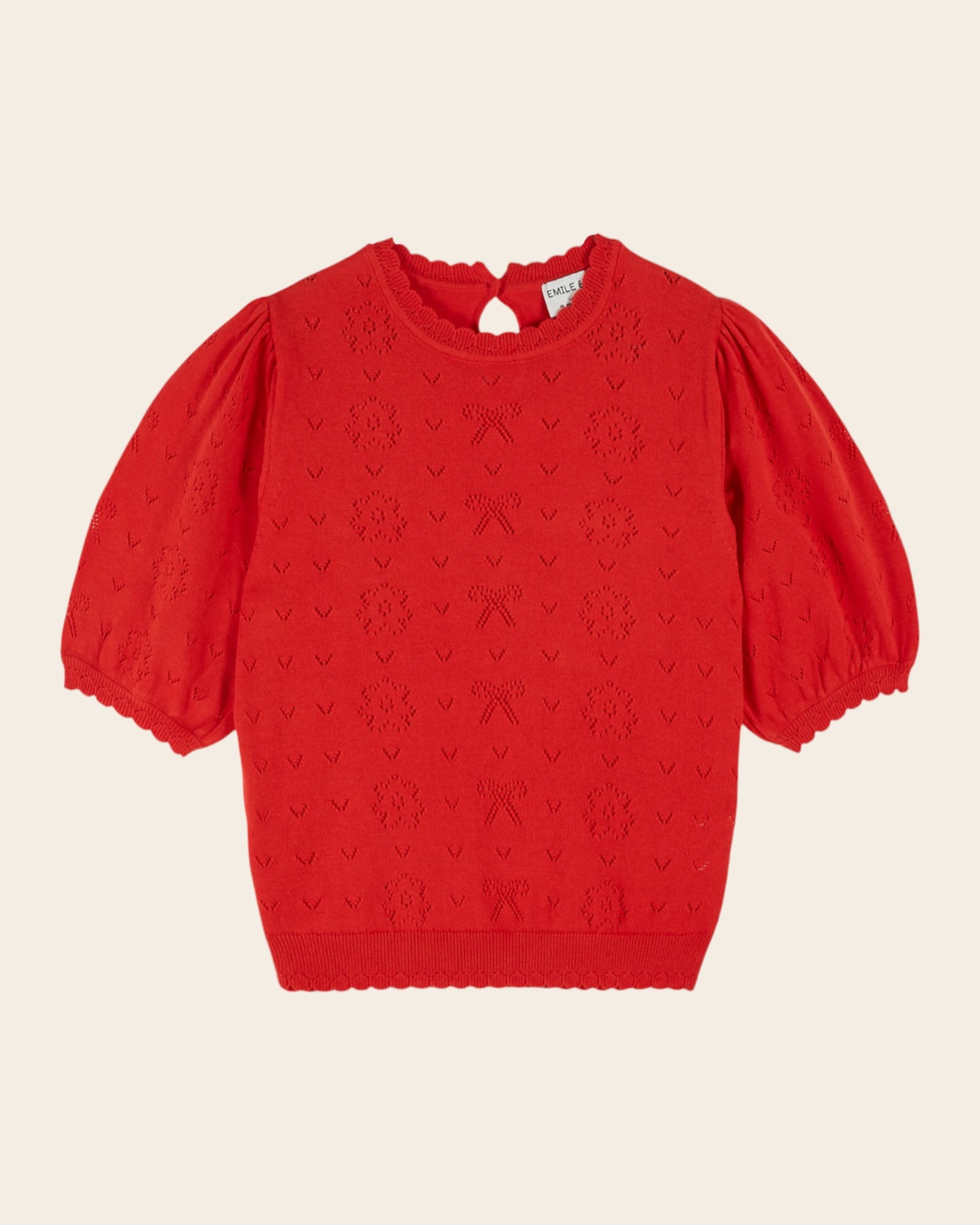 Pull - Ajouré noeud rouge