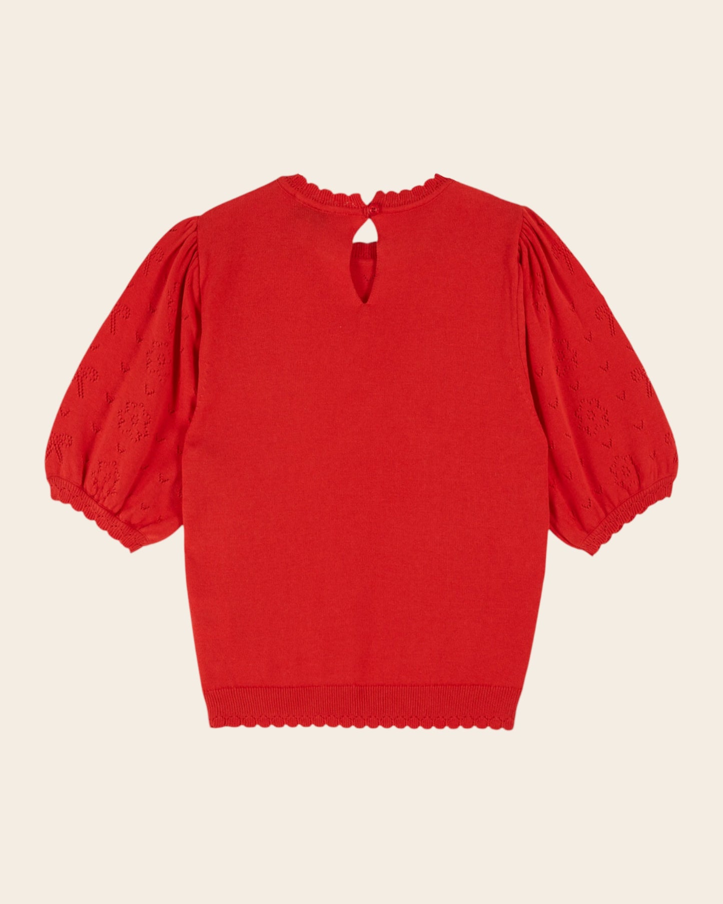 Pull - Ajouré noeud rouge